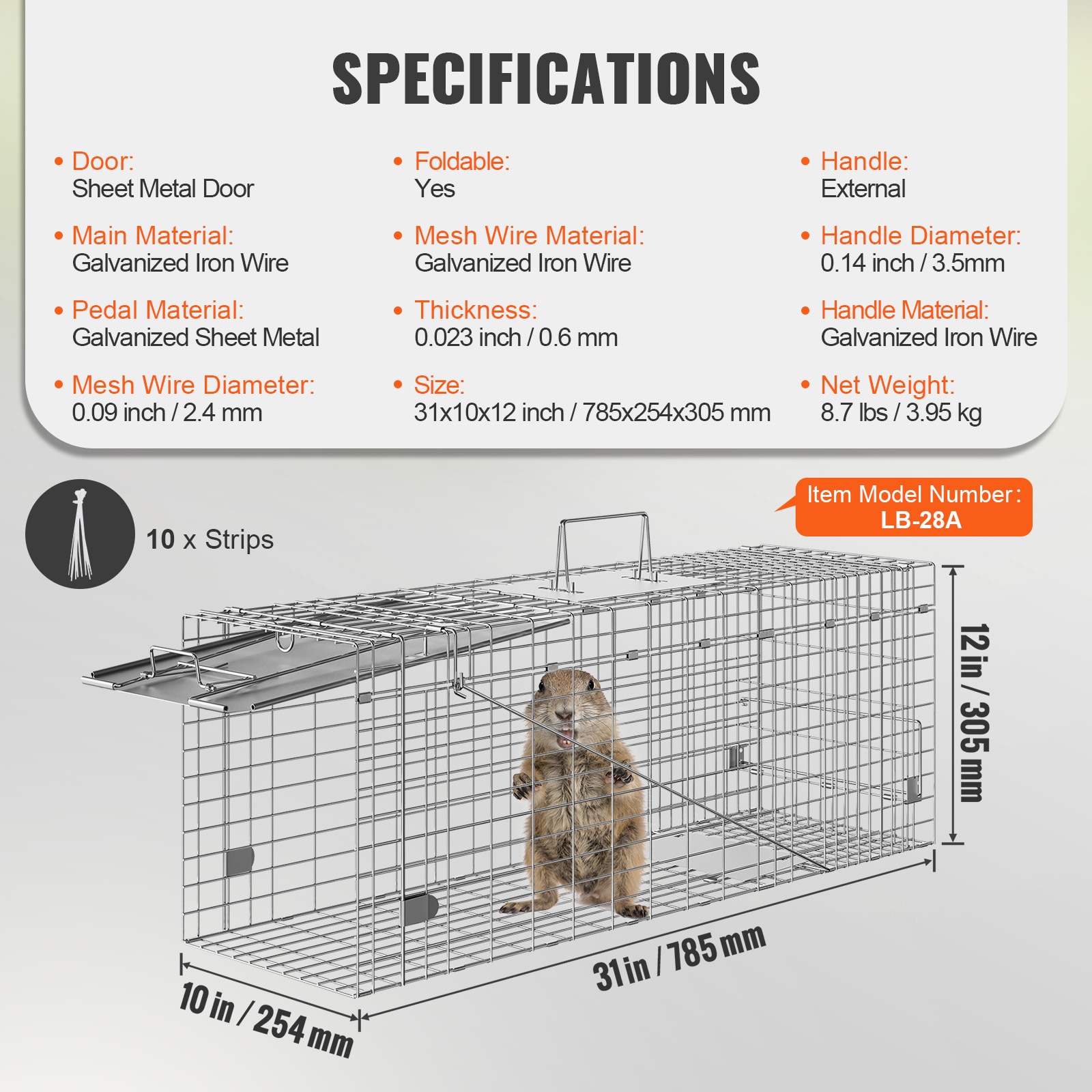 Humane Cat Trap Galvanized Iron Folding Cage For Stray Animals_voghion.com